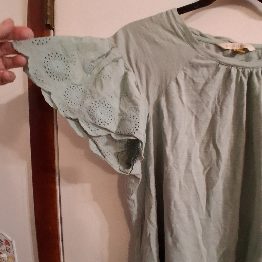 Downeast Fairy Boho Flutter Sleeve Top Cottagecore Green XL
